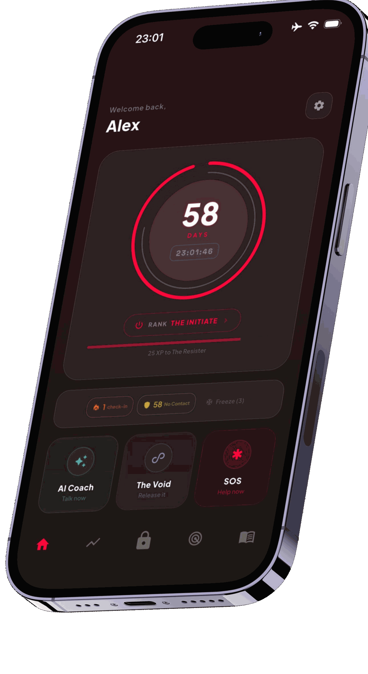 Valence dashboard — 58 day no-contact counter